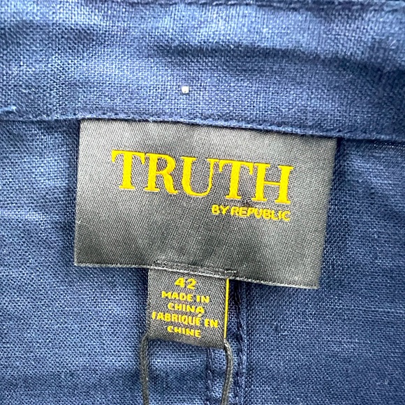 TRUTH, MEN’s 100% LINEN LIGHT & AIRY SUMMER NAVY JACKET, SIZE 42 (LARGE) - Picture 10 of 16